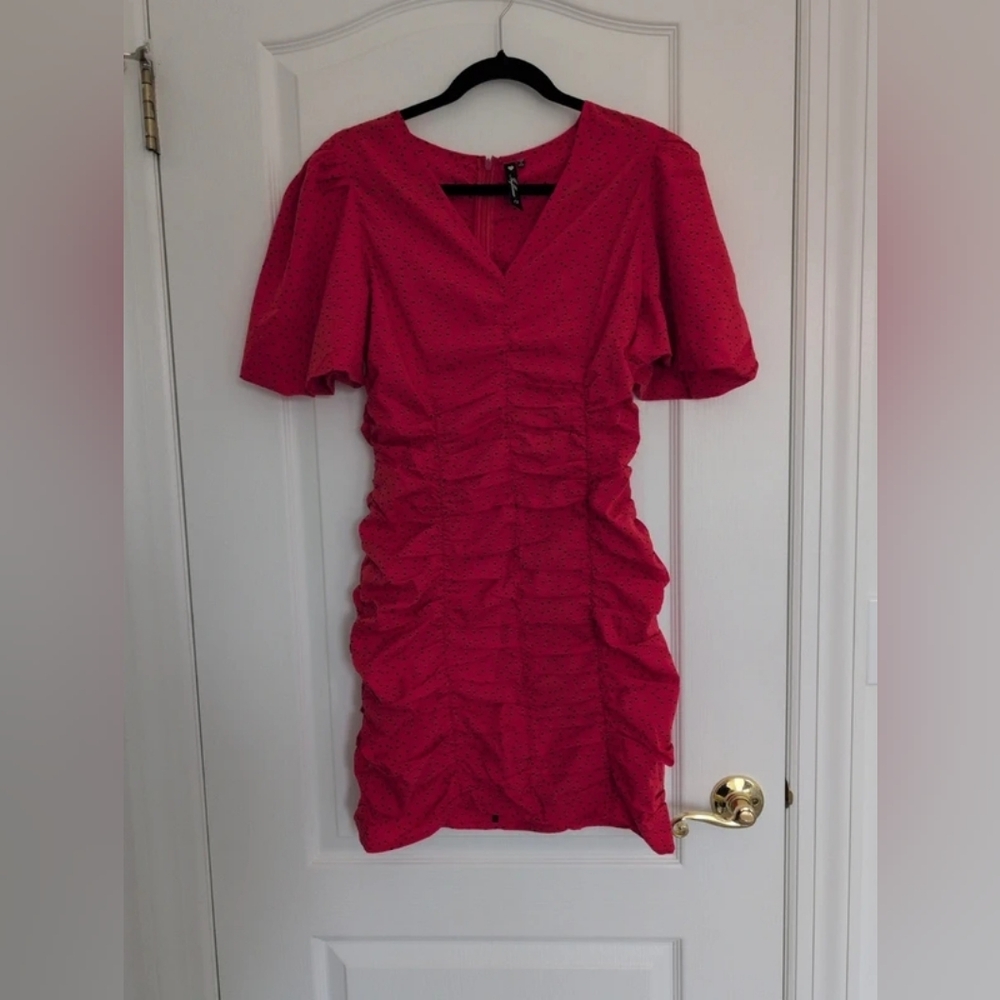 Elegant Red Ruched Dress